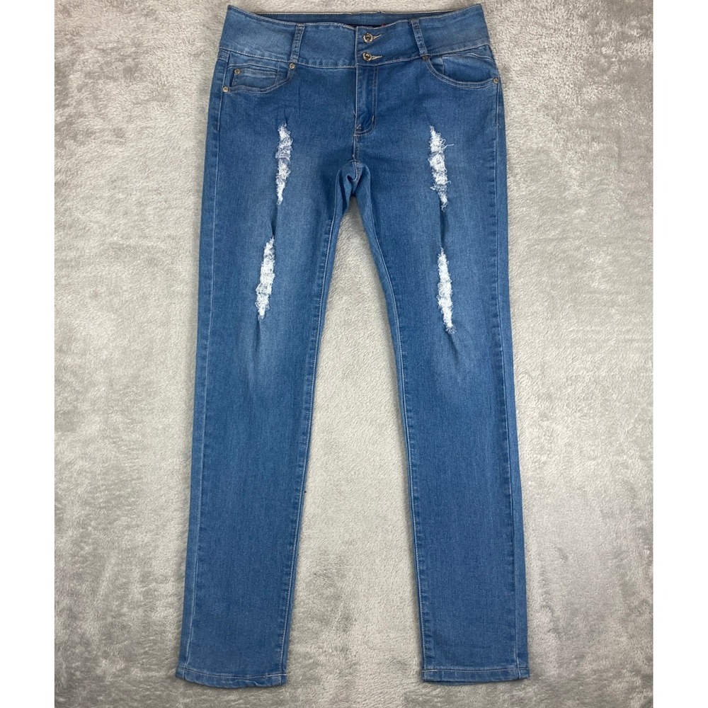 Richcow Jeans Womens Size‎ 17 Blue Denim Distressed Skinny